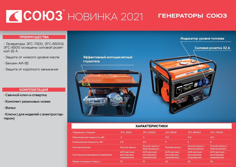 Генератор СОЮЗ ЭГС-3200Э - 2